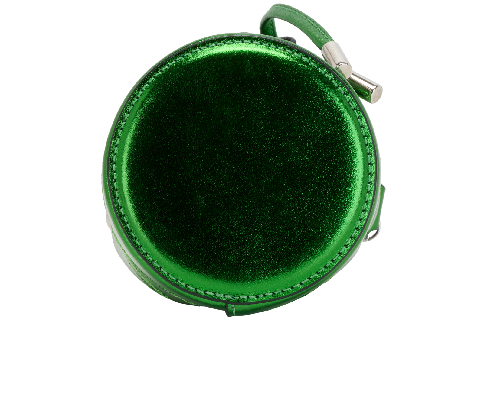 Marie Jane Mini Metallic Bucket Bag, &pound;350, Handbags, Green, Leather, Top view